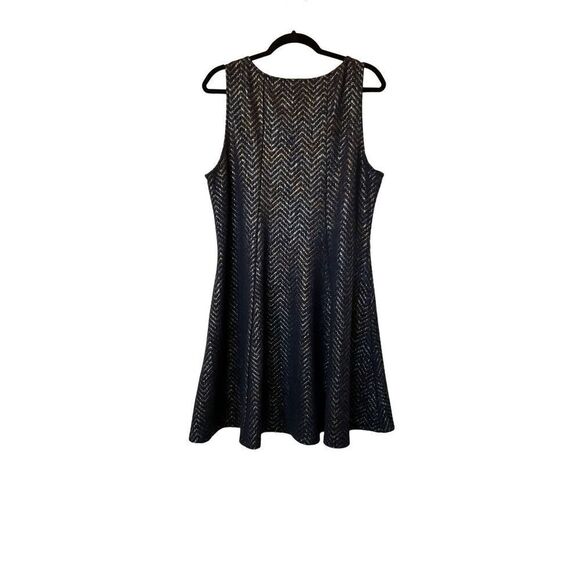 Forever 21 Plus Navy Blue with Gold Chevron Dress - Picture 2 of 4
